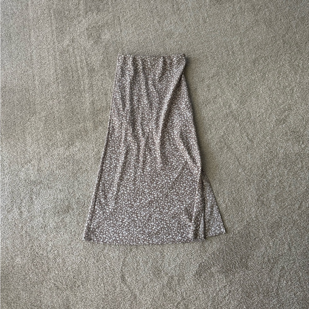 Altar'd State Brown Floral Midi Skirt